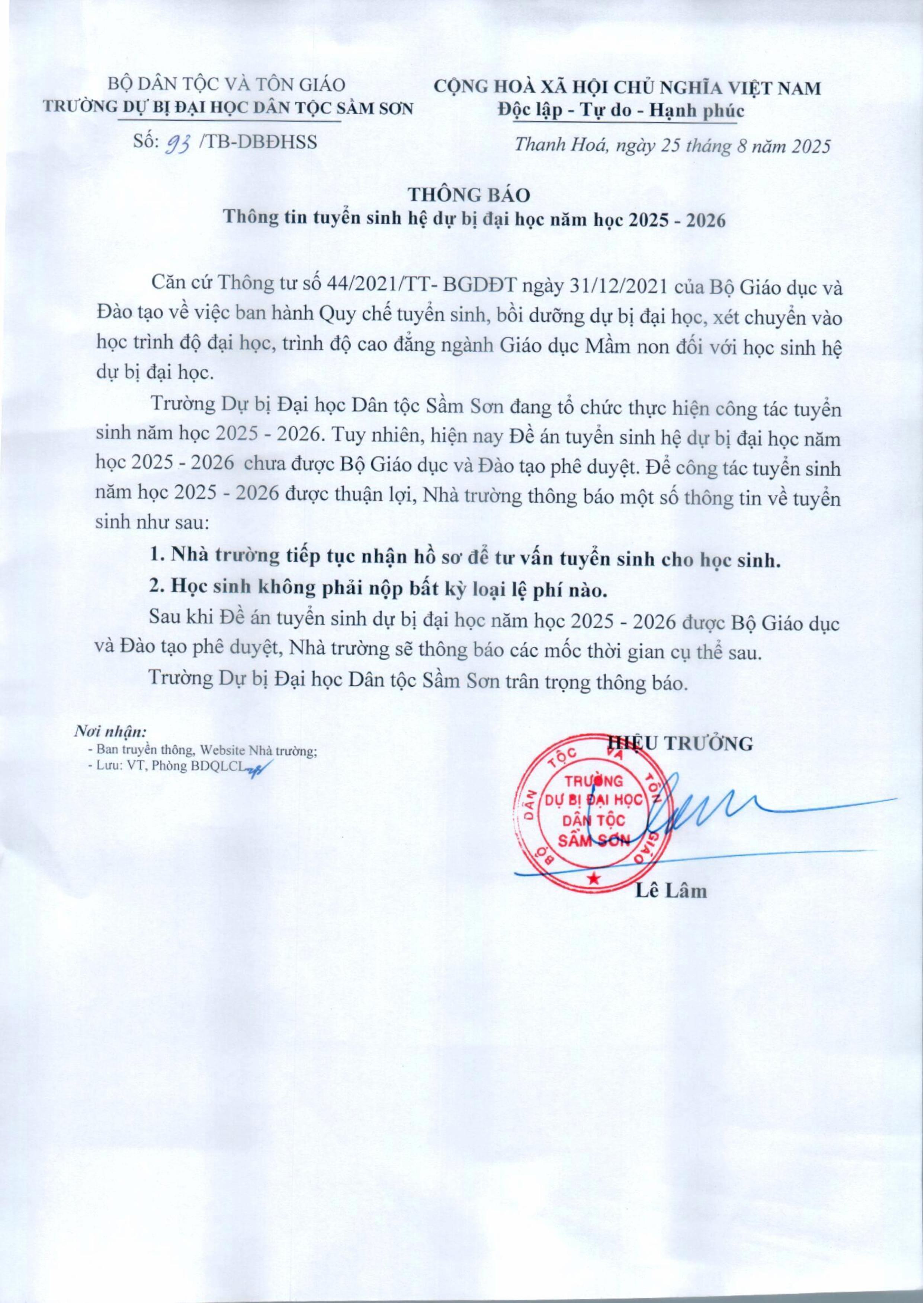 TB thông tin tuyển sinh DBĐH năm học 2025 - 2026_0001