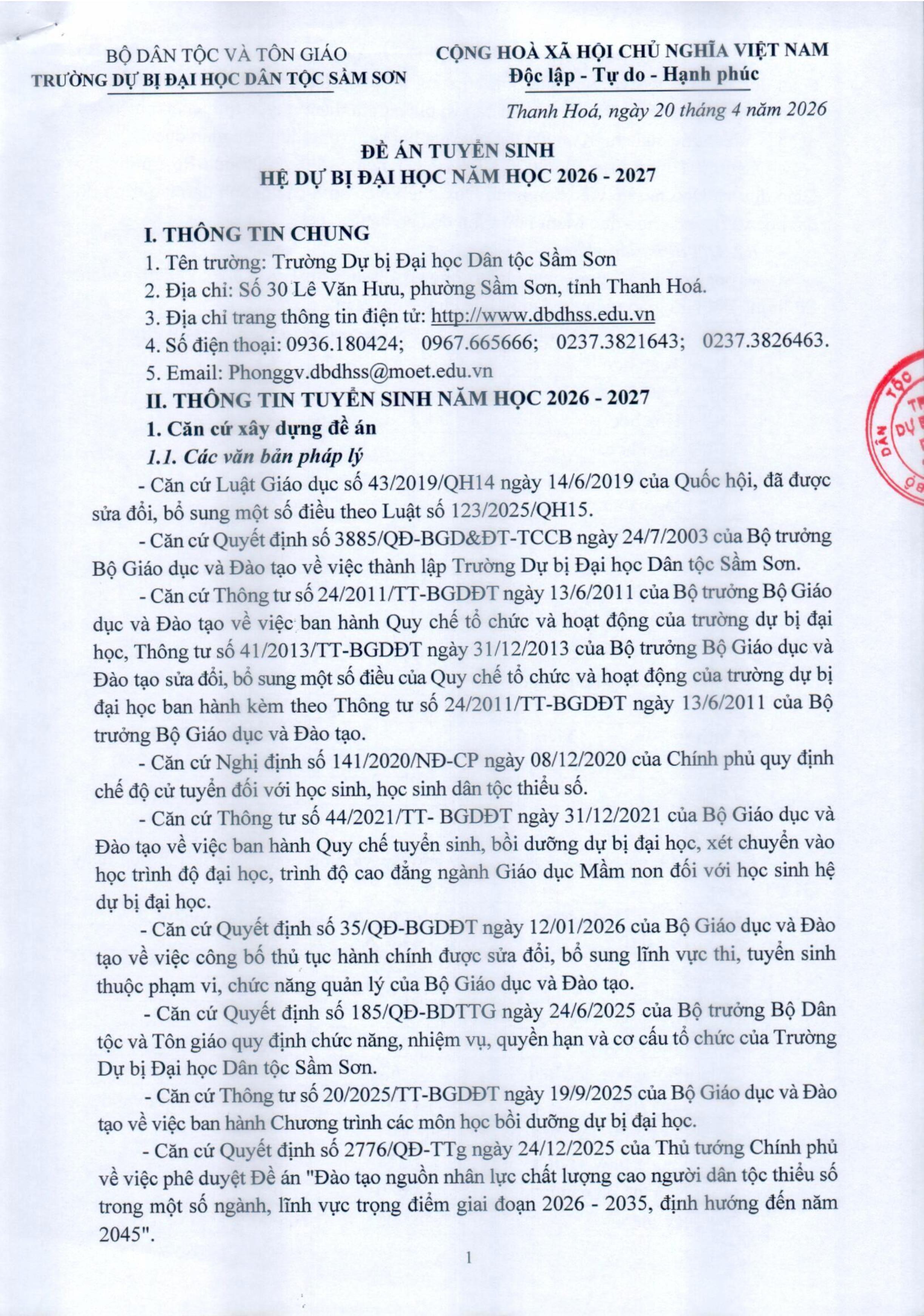 Đề án tuyển sinh hệ DBĐH năm học 2026 - 2027-hình ảnh-0